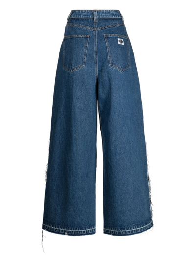 Shop Ground Zero High-waisted Wide-leg Jeans In Blue