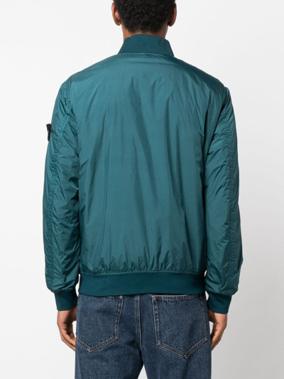 Shop Stone Island Compass-badge Padded Bomber Jacket In Blue