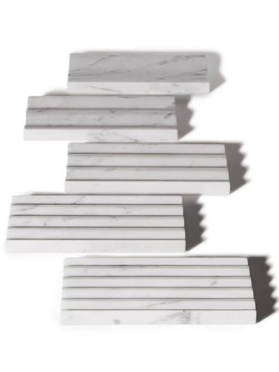Shop Marsotto Edizioni Trace Geometric-body Tray (set Of Five) In White