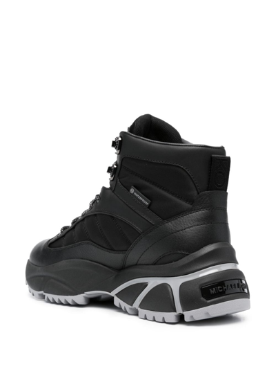 Michael Kors Logan Waterproof Leather Urban Trekking Boot In Schwarz