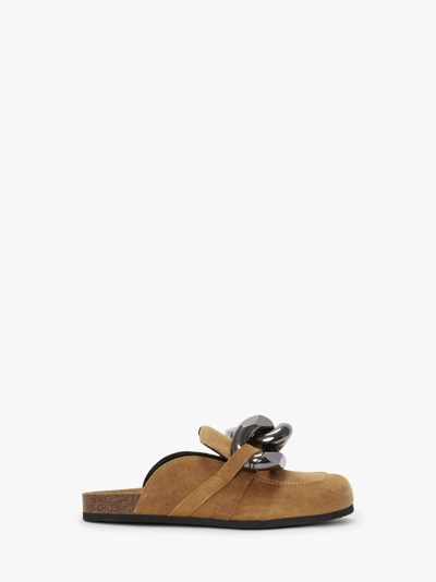 Shop Jw Anderson Chain Loafer Leather Mules In Brown