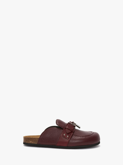 Shop Jw Anderson Padlock Loafer Leather Mules In Red