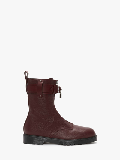 Shop Jw Anderson Padlock Combat Boots In Red
