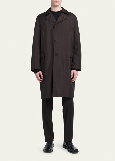 Shop Valentino Men's Textured Nylon Topcoat In Natural/brown