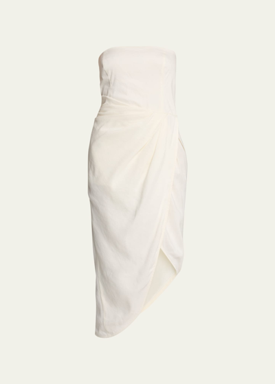 Shop Gauge81 Lica Strapless Linen Midi Dress In Ivory