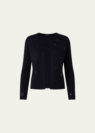 Shop Akris Swarovski Trapezoid-embellished Cashmere Cardigan In Black