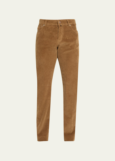 Shop Kiton Men's Cotton-cashmere Corduroy 5-pocket Jeans In Lt Brwn
