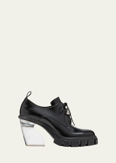 Shop Simone Rocha Leather Clear-heel Platform Loafers In Black Clearpearlc