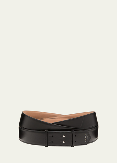 Shop Alaïa Medium Leather Wraparound Harness Belt In Noir