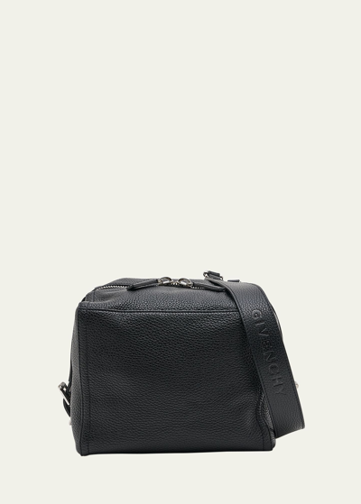 Shop Givenchy Men's Pandora Small Leather Crossbody Bag In Black
