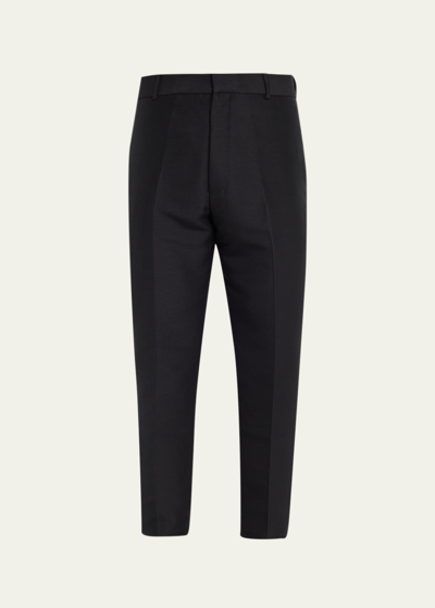 Shop Alexander Mcqueen Men's Flat-front Slim Trousers In Black