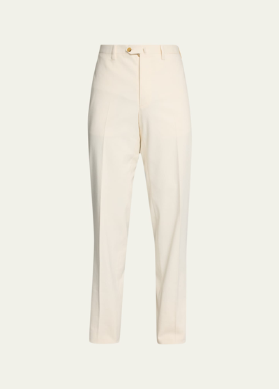 Shop Cesare Attolini Men's Winter Twill Dress Pants In W12-white