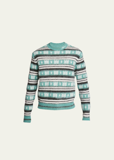 Shop Amiri Men's Ma Monogram Striped Sweater In Green