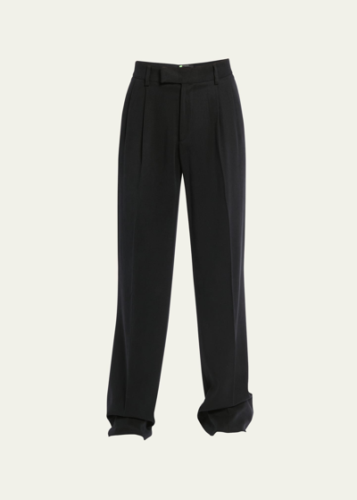 Shop Amiri Men's Drapey Double-pleat Pants In Black