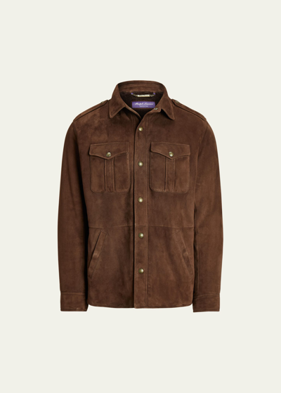 Shop Ralph Lauren Purple Label Men's Chilton Shearling Shirt Jacket In Eng Br Ebh