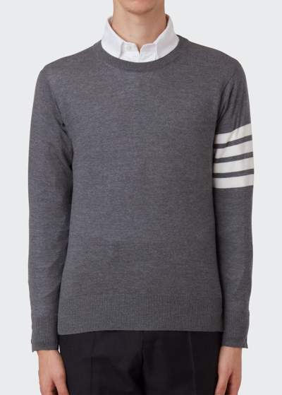 Shop Thom Browne Men's 4-bar Wool Sweater In Med Grey
