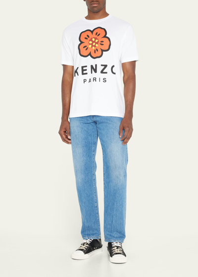 Shop Kenzo Men's Poppy-print T-shirt In White