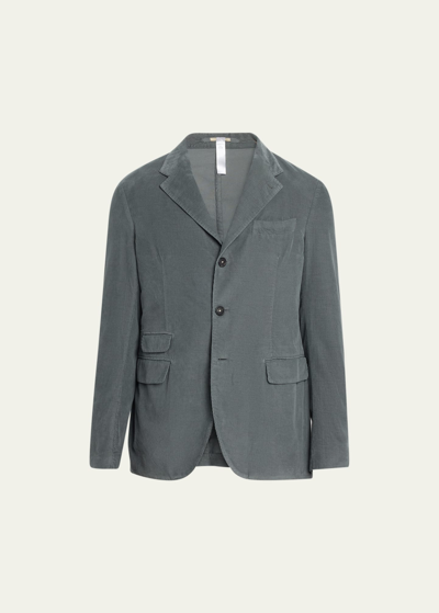 Shop Massimo Alba Men's Single-breasted Solid Cotton Sport Jacket In Smoke