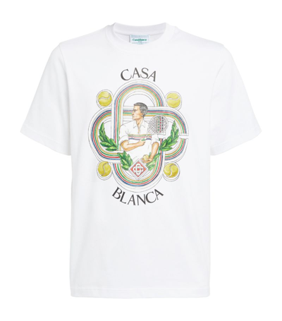 Shop Casablanca Cotton Logo Print T-shirt In White
