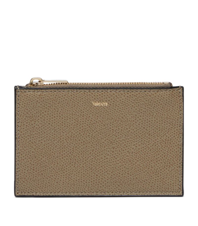 Shop Valextra Leather 3cc Card Holder In Brown