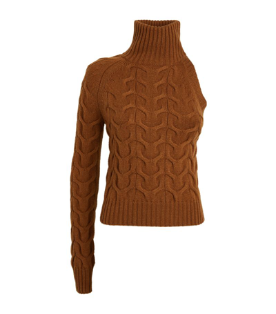 Shop Max Mara One-shoulder Sweater In Brown