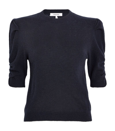 Shop Frame Cashmere Ruched Sweater In Blue