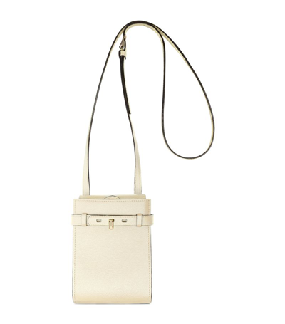 Shop Valextra Micro Leather Brera B-tracollina Slim Cross-body Bag In White