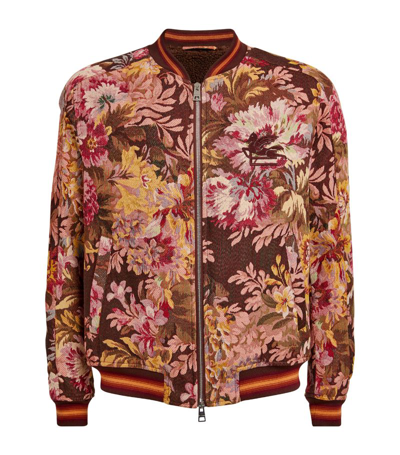 Shop Etro Embroidered Bomber Jacket In Brown