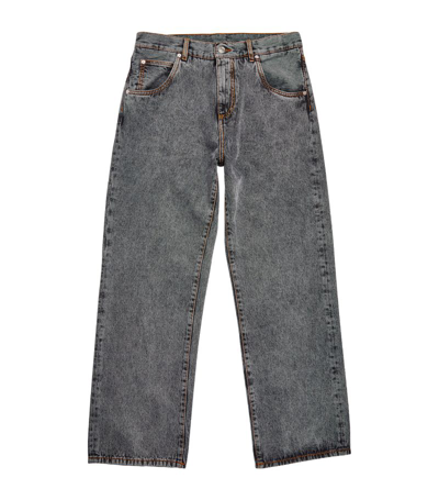 Shop Etro Logo-patch Straight Jeans In Grey