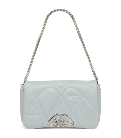 Shop Alexander Mcqueen Small Leather The Seal Shoulder Bag In Blue