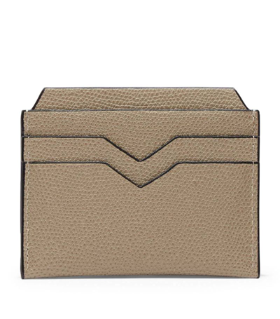 Shop Valextra Leather 4cc Card Holder In Brown