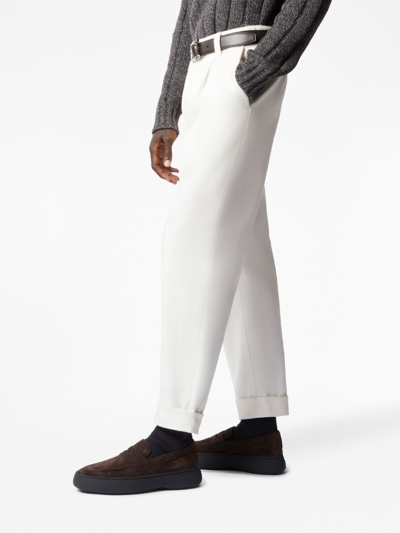 Shop Tod's Straight-leg Chino Trousers In White