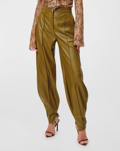 Shop Ronny Kobo Illio High-rise Faux-leather Pants In Moss