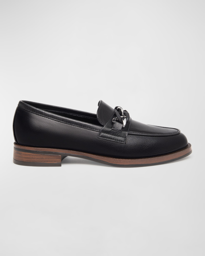 Shop Nerogiardini Leather Chain Slip-on Loafers In Black