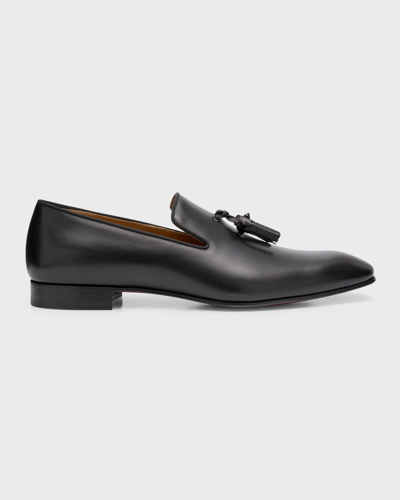 Shop Christian Louboutin Men's Dandelion Tassel Leather Loafers In Black