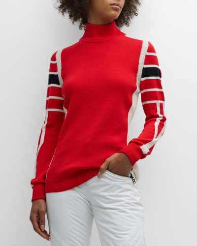 Shop Bogner Esra Striped Wool Sweater In Fast Red
