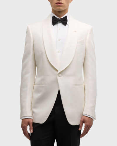 Shop Tom Ford Men's Atticus Shawl Cocktail Jacket In Ivory