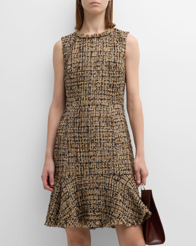 Shop Kobi Halperin Reilly Sleeveless Tweed Mini Dress In Gold