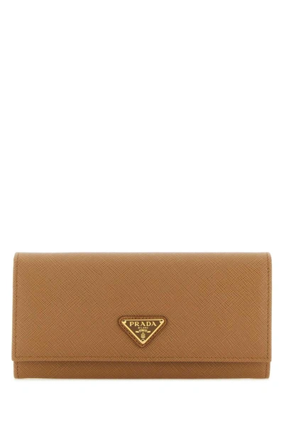 Prada Saffiano leather camel wallet