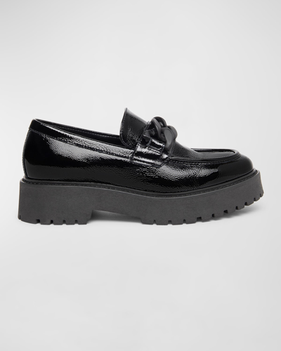 Shop Nerogiardini Patent Chain Casual Loafers In Black