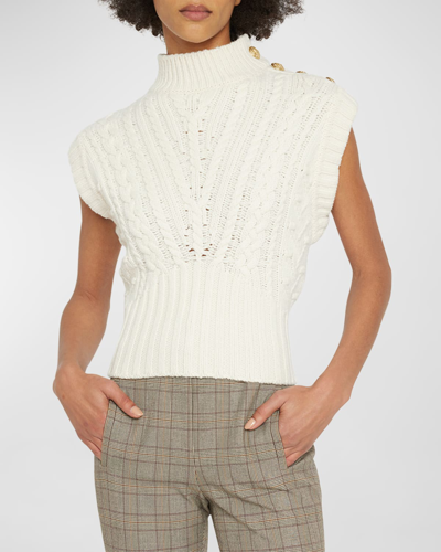 Shop Veronica Beard Holton Cable-knit Vest In Off-white