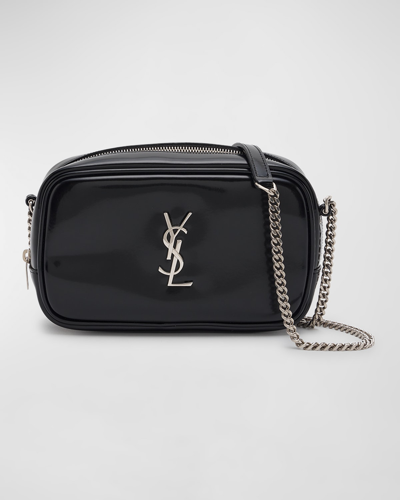 Shop Saint Laurent Lou Mini Ysl Camera Chain Shoulder Bag In 1000 Nero