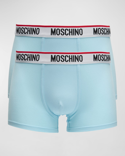 Shop Moschino Men's 2-pack Basic Boxer Briefs In Light Blue