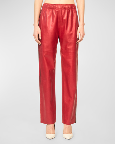Shop Interior The Durden Metallic Leather Trousers In Cherry