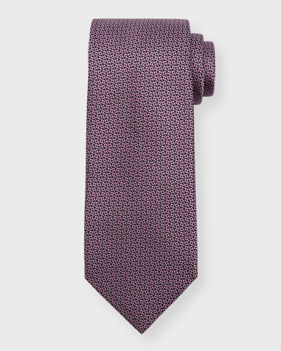 Shop Brioni Men's Micro-boxes Silk Tie In Rose
