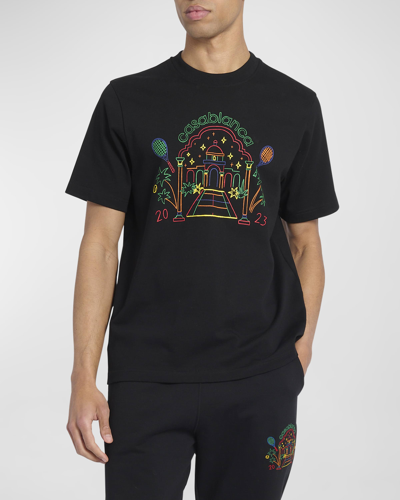 Shop Casablanca Men's Multicolor Temple Logo T-shirt In Rainbow Crayon Te