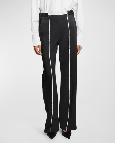 Shop Victoria Beckham Deconstructed Straight Leg Trousers In Black