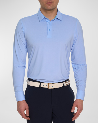 Shop Robert Graham Men's Alastor Stretch-knit Polo Shirt In Light Blue