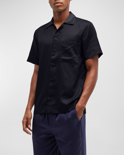 Shop Cdlp Men's Casual Button-down Lounge Shirt In Black