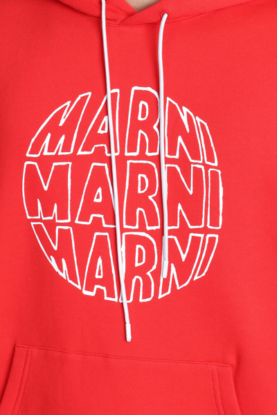 Shop Marni Sweatshirt In Red Cotton
